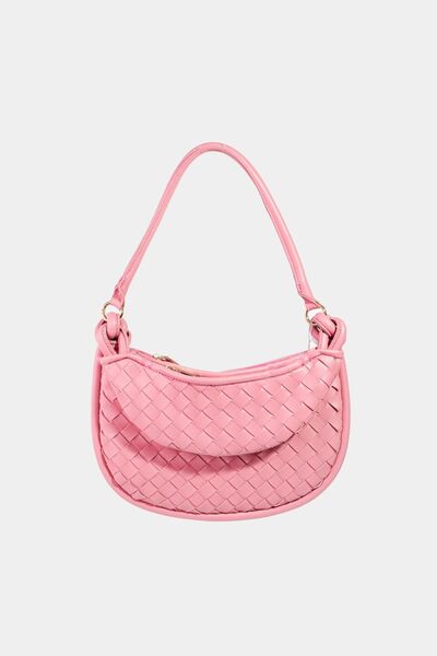 Fame PU Leather Basket Weave Half Moon Bag - Heritage Couture  