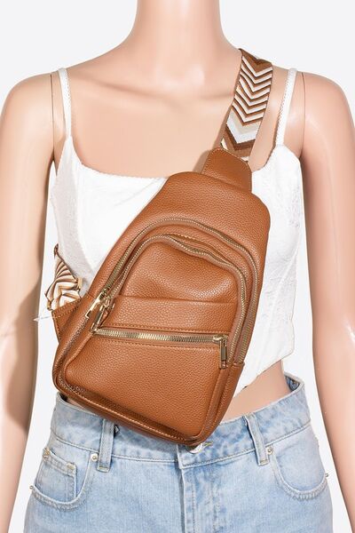 Fame PU Leather Chevron Strap Crossbody Bag - Heritage Couture  