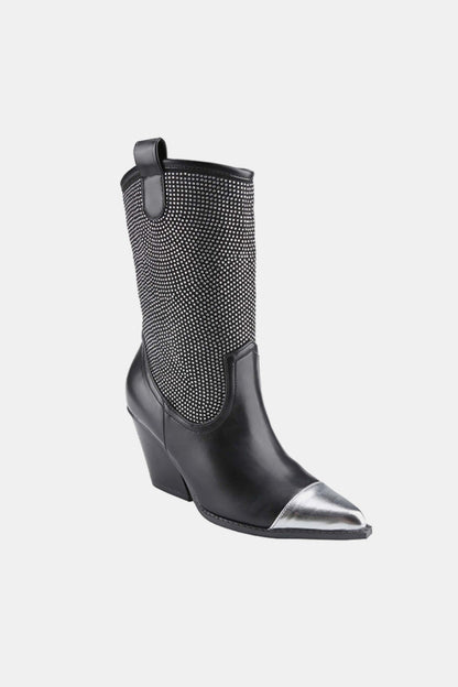 Weeboo Chunky Heel Rhinestone Western Cowboy Boots - Heritage Couture  