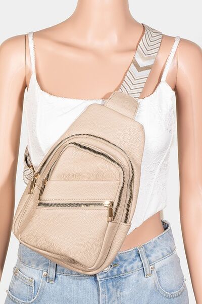 Fame PU Leather Chevron Strap Crossbody Bag - Heritage Couture  