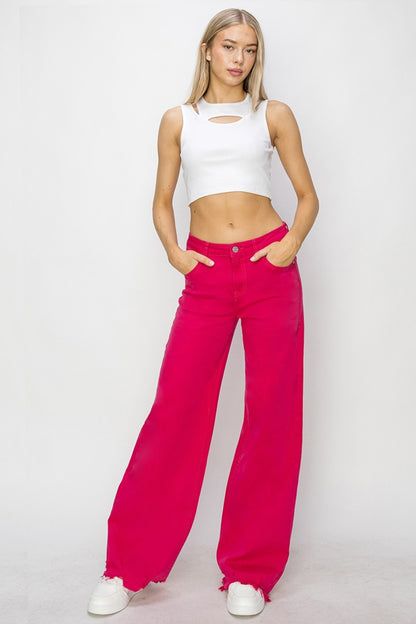 RISEN High Rise Wide Leg Jeans - Heritage Couture  