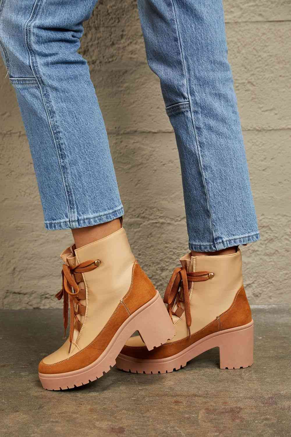 East Lion Corp Lace Up Lug Booties - Heritage Couture  