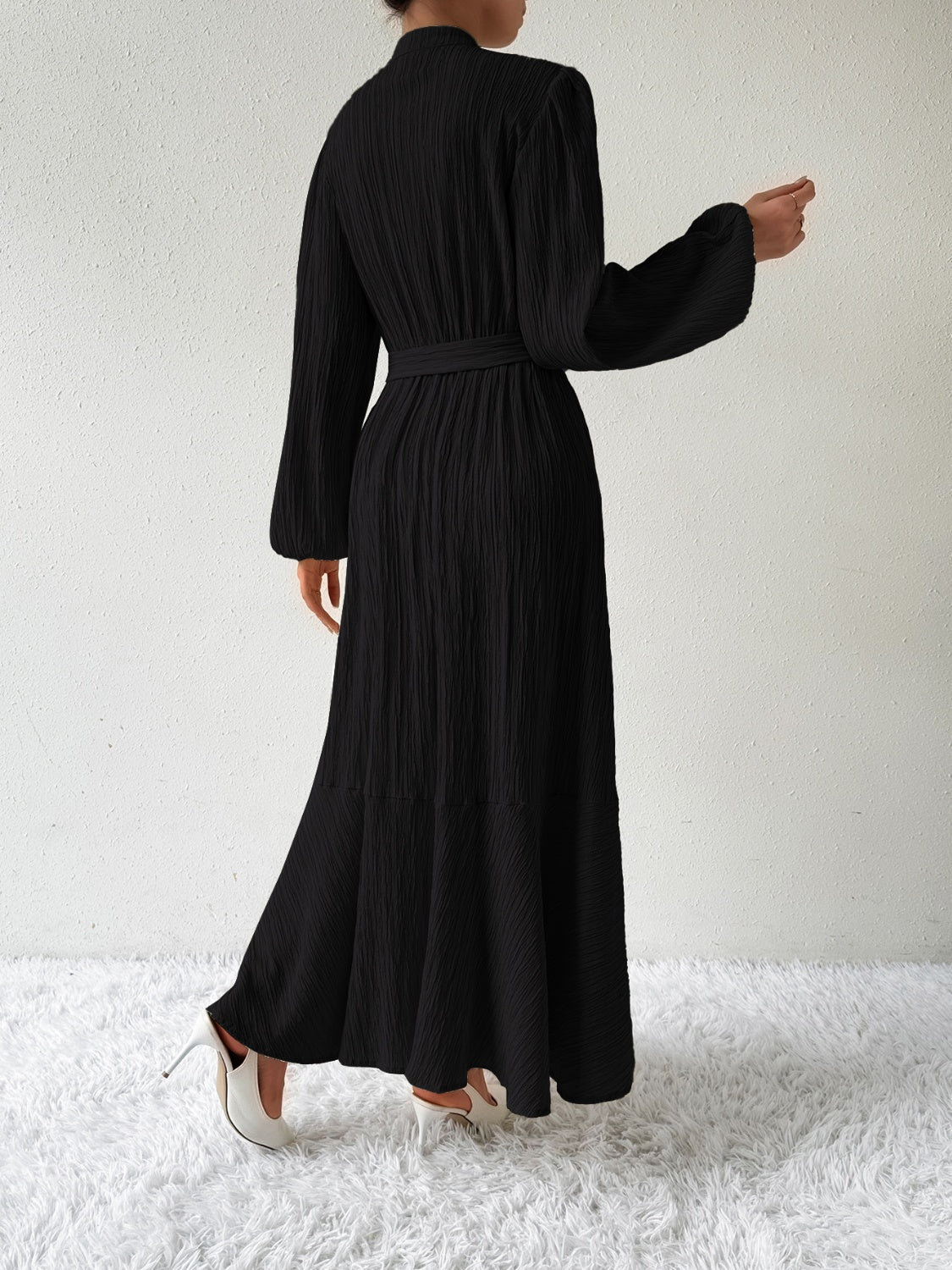 Honey Tie Waist Long Sleeve Dress - Heritage Couture  