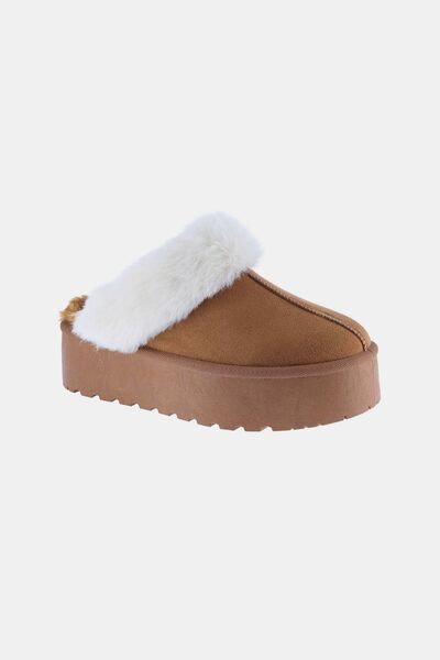 Weeboo Thick Bottom Fur Trim Snow Slippers - Heritage Couture  