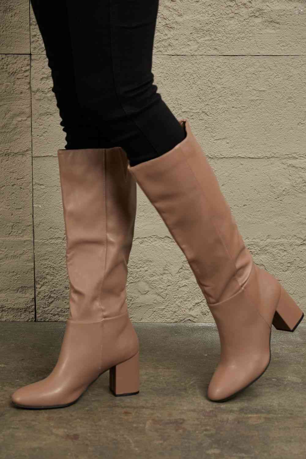 East Lion Corp Block Heel Knee High Boots - Heritage Couture  