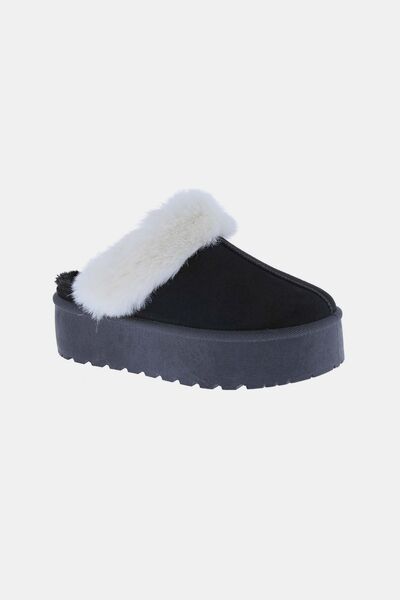 Weeboo Thick Bottom Fur Trim Snow Slippers - Heritage Couture  