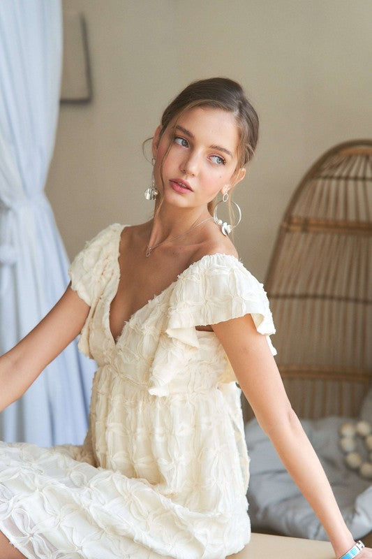 ADORA Tie Back V-Neck Ruffle Sleeve Dress - Heritage Couture  