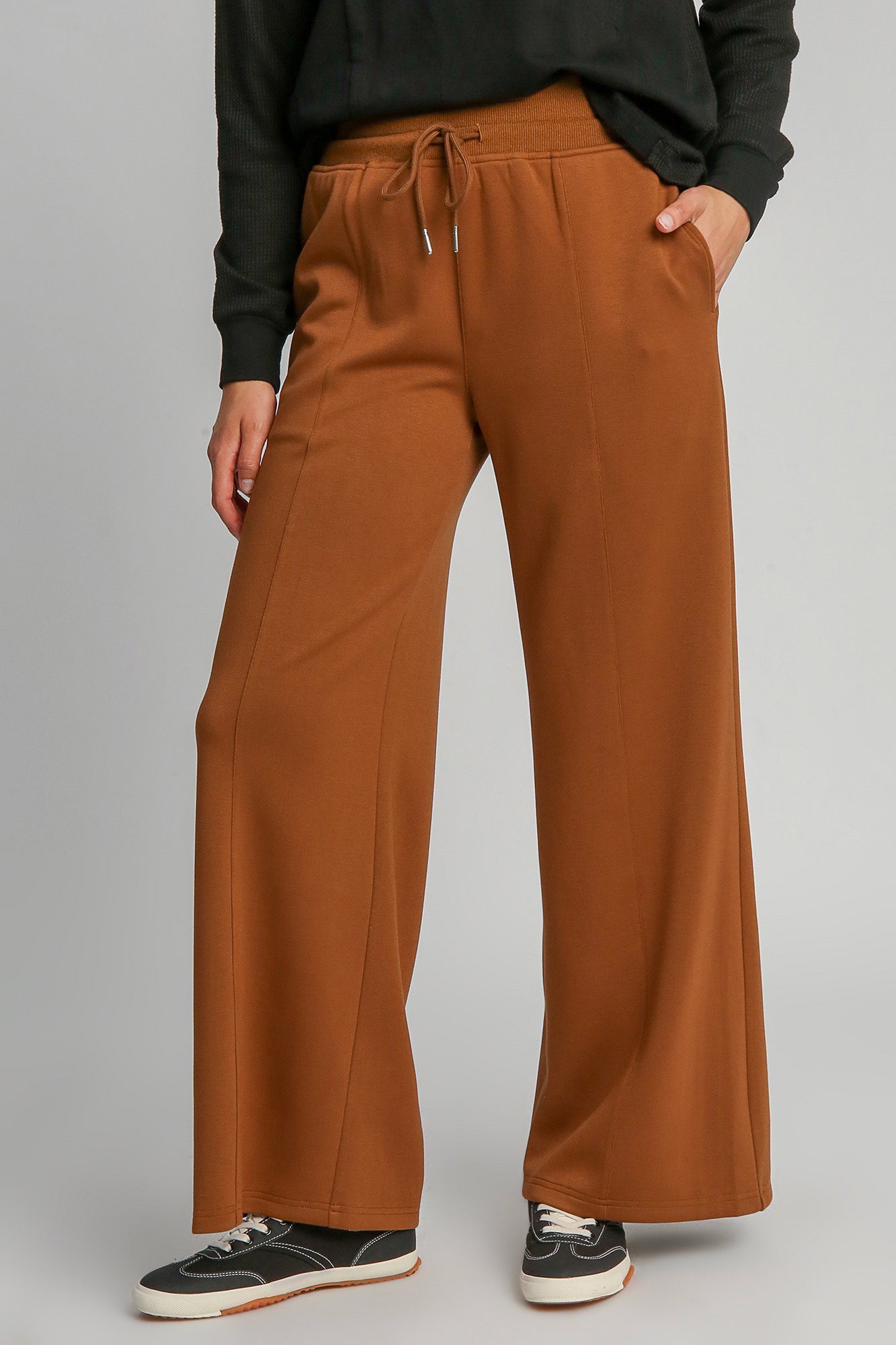 Umgee Drawstring Wide Leg Pants with Pockets - Heritage Couture  