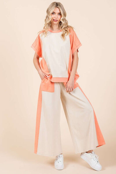 Mittoshop Color Block Wide Leg  Pants - Heritage Couture  