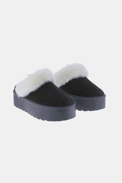 Weeboo Thick Bottom Fur Trim Snow Slippers - Heritage Couture  