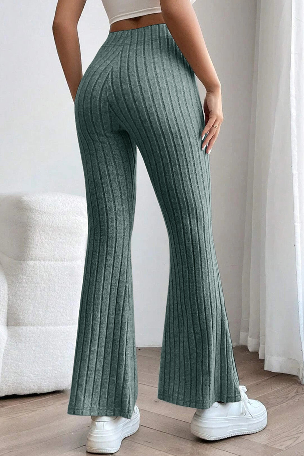 Basic Bae Full Size Ribbed High Waist Flare Pants - Heritage Couture  