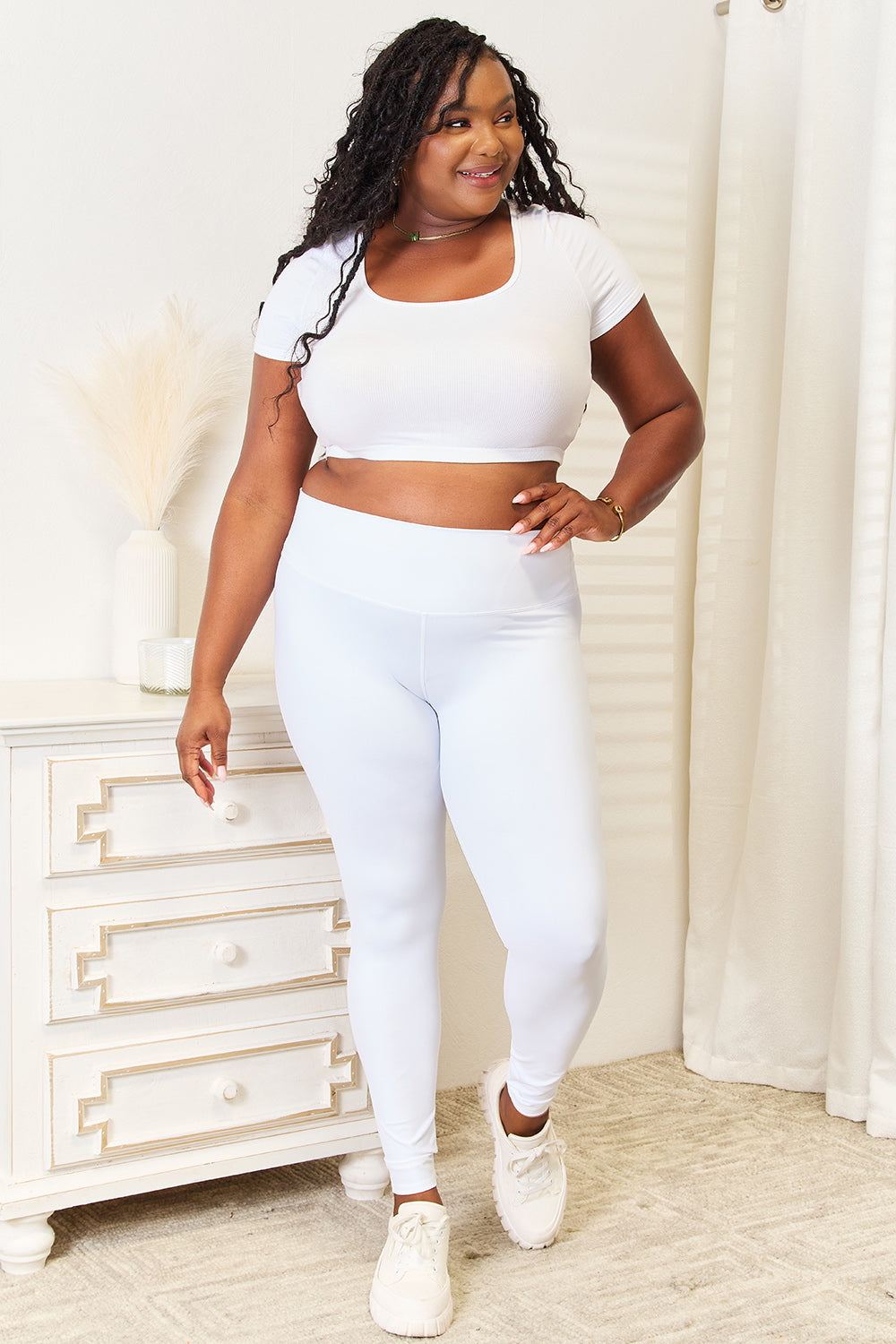 Double Take Wide Waistband Sports Leggings - Heritage Couture  