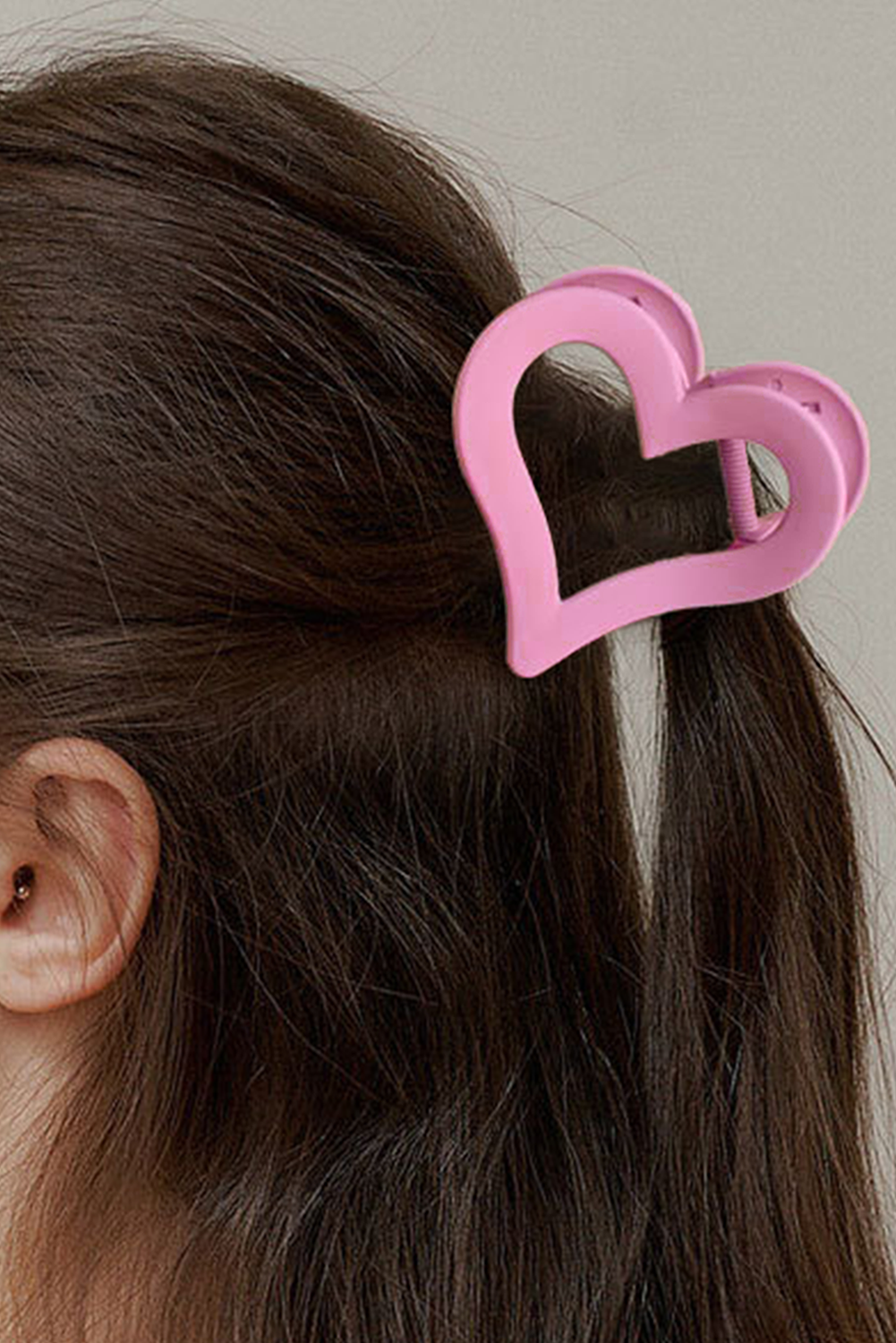 Light Pink Simple Frosted Heart Shaped Hair Claw Clip - Heritage Couture  