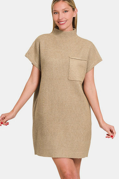 Zenana Short Sleeve Sweater Mini Dress - Heritage Couture  