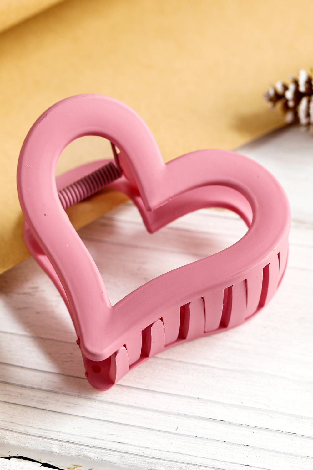 Light Pink Simple Frosted Heart Shaped Hair Claw Clip - Heritage Couture  
