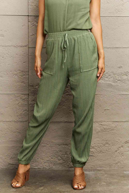Perfee Tie Waist Long Pants with Pocket - Heritage Couture  