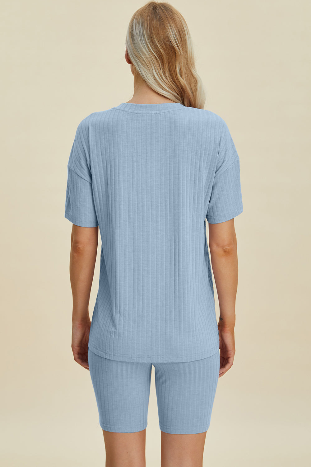 Basic Bae Full Size Ribbed V-Neck Short Sleeve Top and Shorts Set - Heritage Couture  