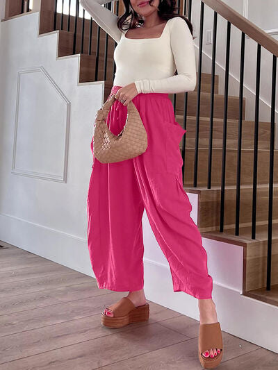 Full Size Wide Leg Pants with Pockets - Heritage Couture  