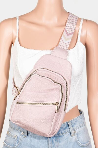 Fame PU Leather Chevron Strap Crossbody Bag - Heritage Couture  