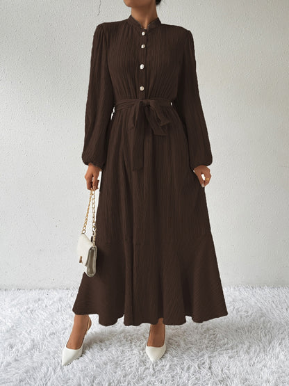 Honey Tie Waist Long Sleeve Dress - Heritage Couture  