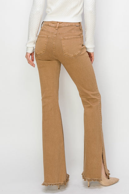 RISEN Bailey Full Size High Waist Side Slit Flare Jeans - Heritage Couture  