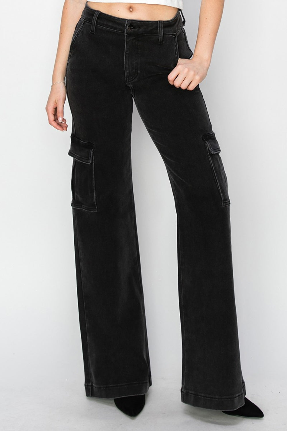 Risen Full Size High Rise Wide Leg Cargo Jeans - Heritage Couture  
