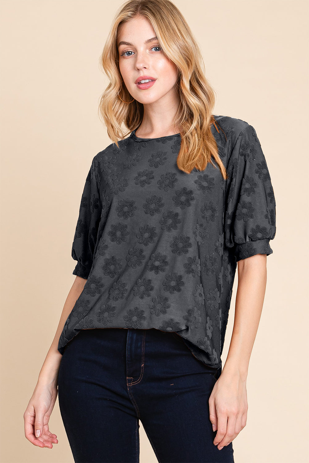 BOMBOM Textured Floral Pattern Top - Heritage Couture  