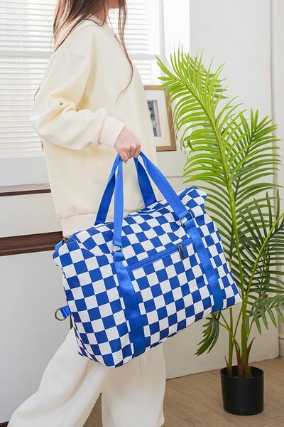 Zenana Checkered Multi-Pocket Travel Bag - Heritage Couture  