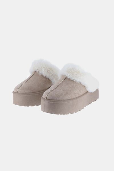 Weeboo Thick Bottom Fur Trim Snow Slippers - Heritage Couture  