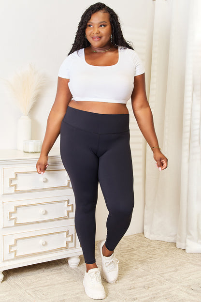 Double Take Wide Waistband Sports Leggings - Heritage Couture  