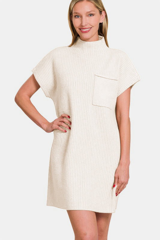 Zenana Short Sleeve Sweater Mini Dress - Heritage Couture  