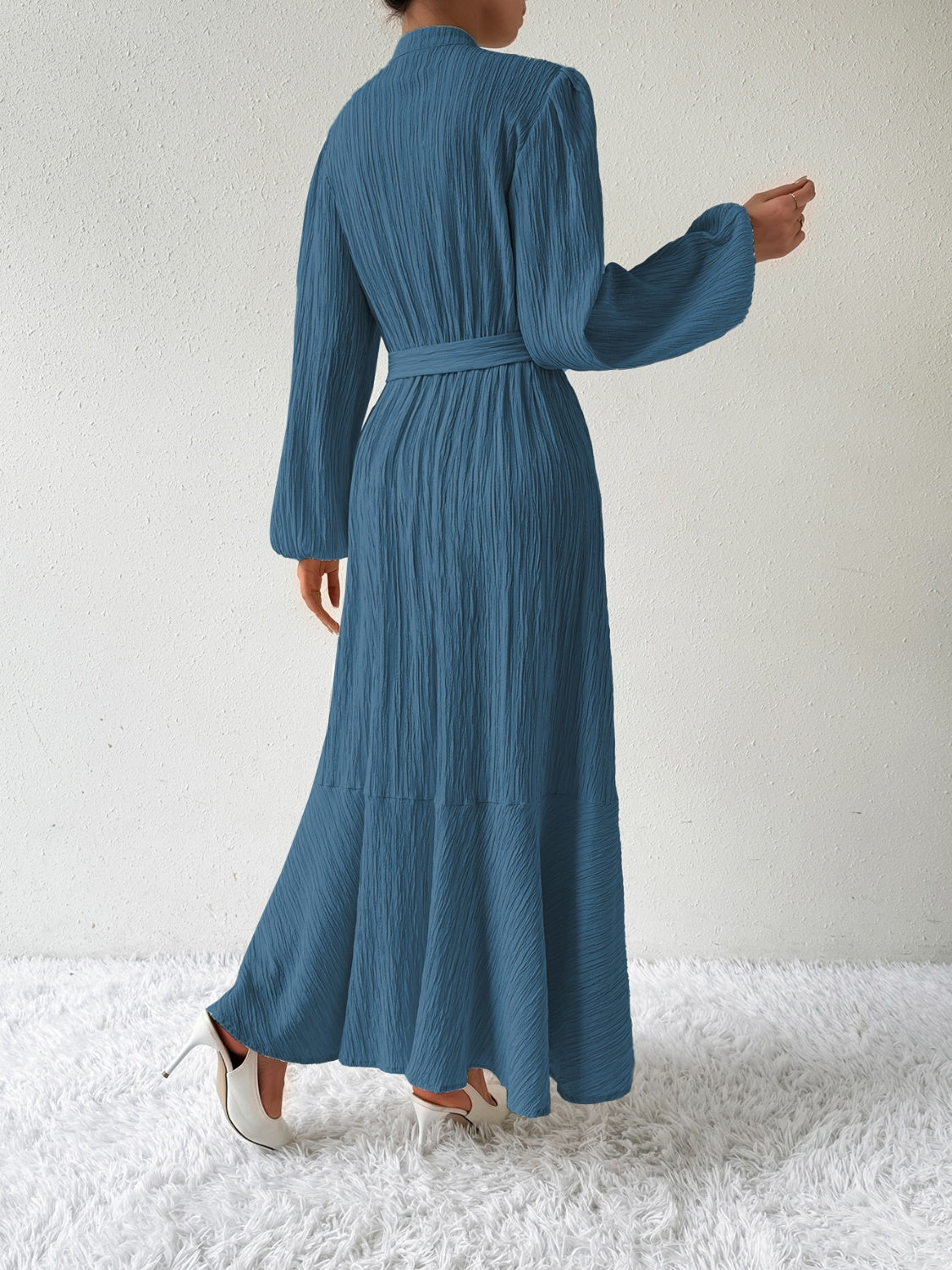 Honey Tie Waist Long Sleeve Dress - Heritage Couture  