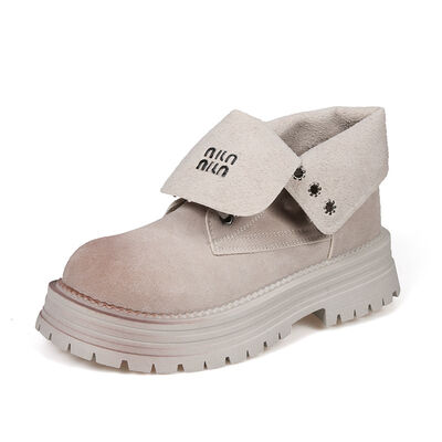 Lace Up Round Toe Platform Boots - Heritage Couture  