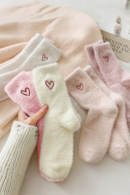 Gossamer Pink Valentine's Day Heart Thick Soft Socks - Heritage Couture  