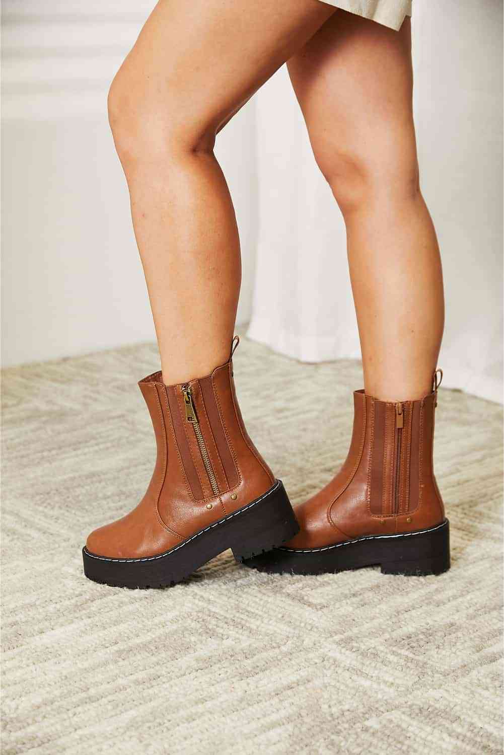 Forever Link Side Zip Platform Boots - Heritage Couture  