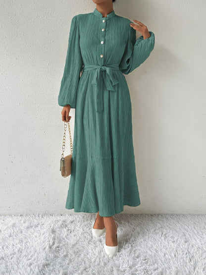 Honey Tie Waist Long Sleeve Dress - Heritage Couture  