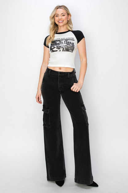Risen Full Size High Rise Wide Leg Cargo Jeans - Heritage Couture  