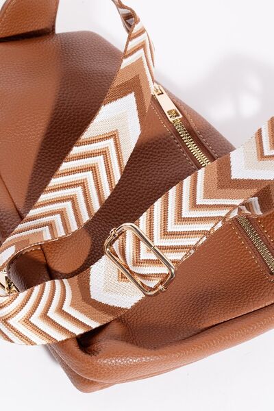 Fame PU Leather Chevron Strap Crossbody Bag - Heritage Couture  