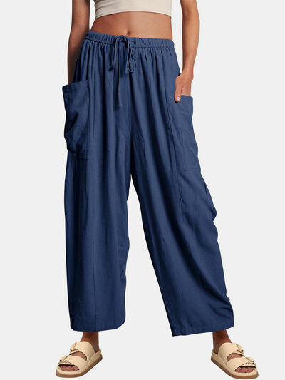Full Size Wide Leg Pants with Pockets - Heritage Couture  
