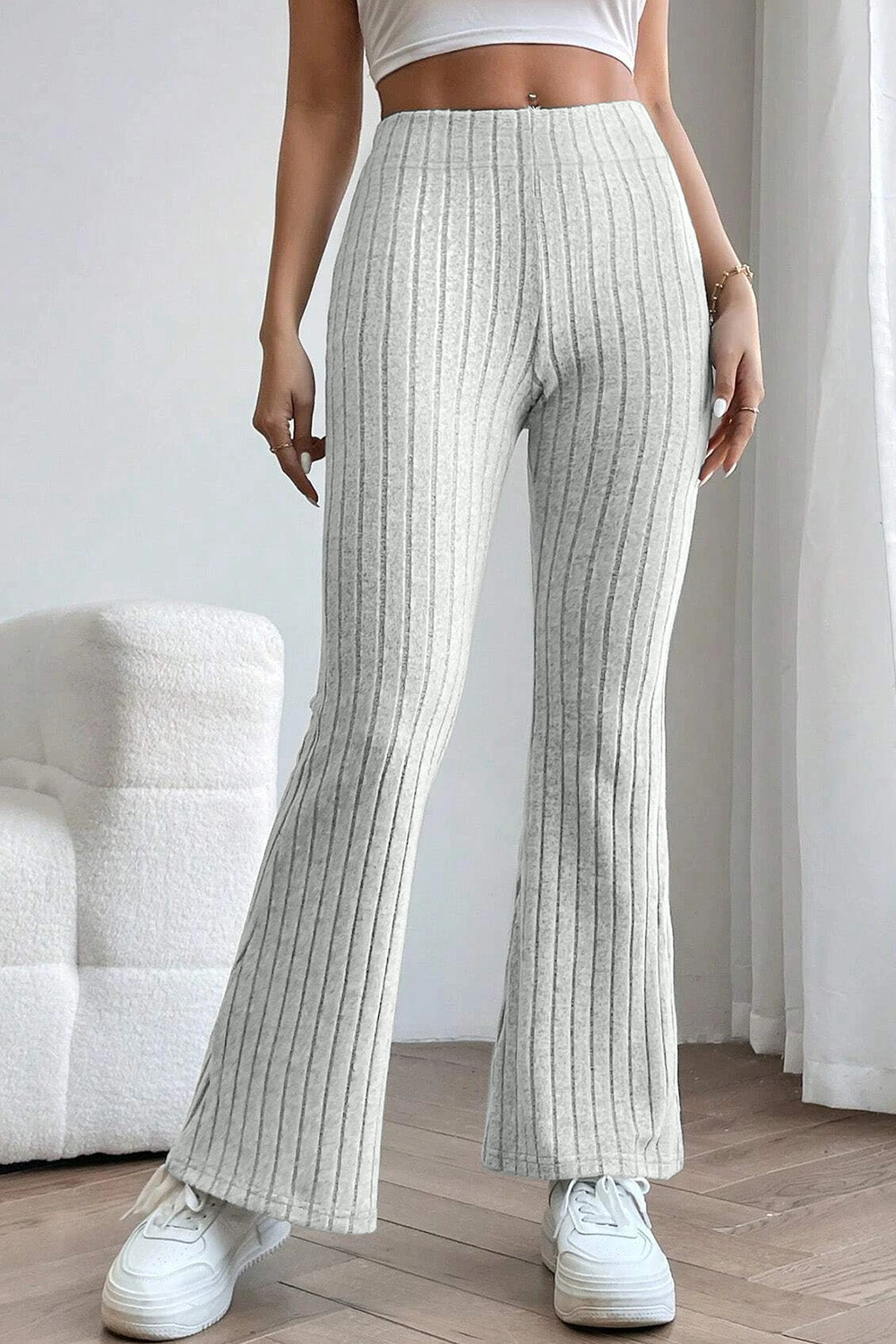 Basic Bae Full Size Ribbed High Waist Flare Pants - Heritage Couture  