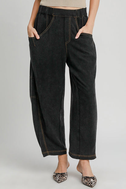 Umgee Elastic Waist Baggy Fit Pants with Pockets - Heritage Couture  