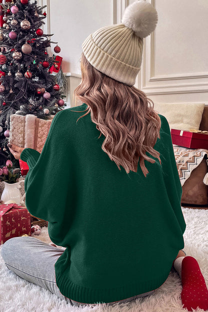 Double Take Full Size Merry Christmas Turtleneck Long Sleeve Sweater - Heritage Couture  