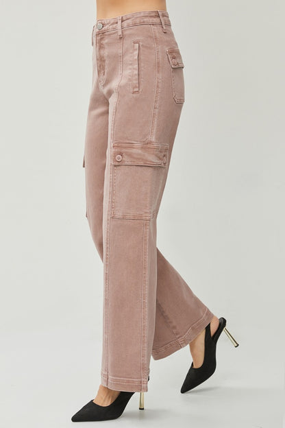 RISEN Full Size High Rise Wide Leg Cargo Jeans - Heritage Couture  