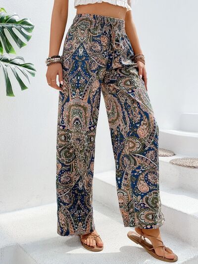 Printed Wide Leg Pants - Heritage Couture  