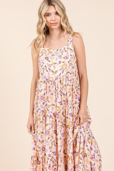Mittoshop Flower Print Tiered Sleeveless Empire Maxi Dress - Heritage Couture  