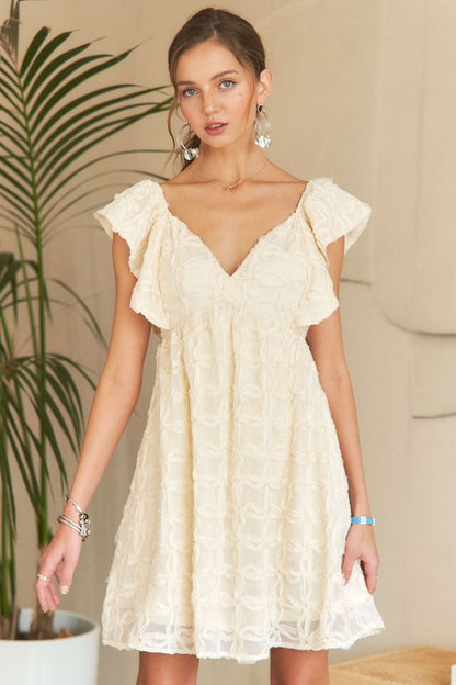 ADORA Tie Back V-Neck Ruffle Sleeve Dress - Heritage Couture  