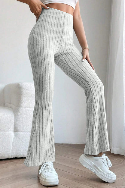 Basic Bae Full Size Ribbed High Waist Flare Pants - Heritage Couture  