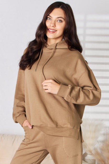 RISEN Drawstring Drop Shoulder Long Sleeve Hoodie - Heritage Couture  