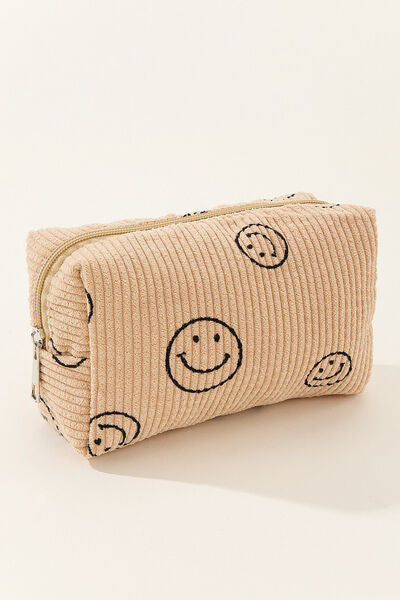 Zenana Smiley Face Corduroy Cosmetic Pouch - Heritage Couture  