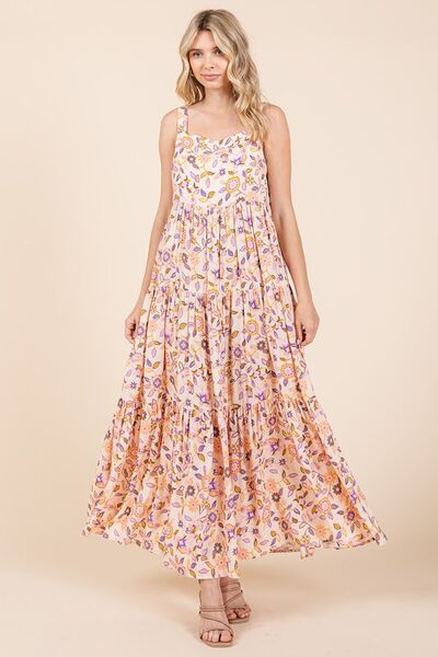 Mittoshop Flower Print Tiered Sleeveless Empire Maxi Dress - Heritage Couture  